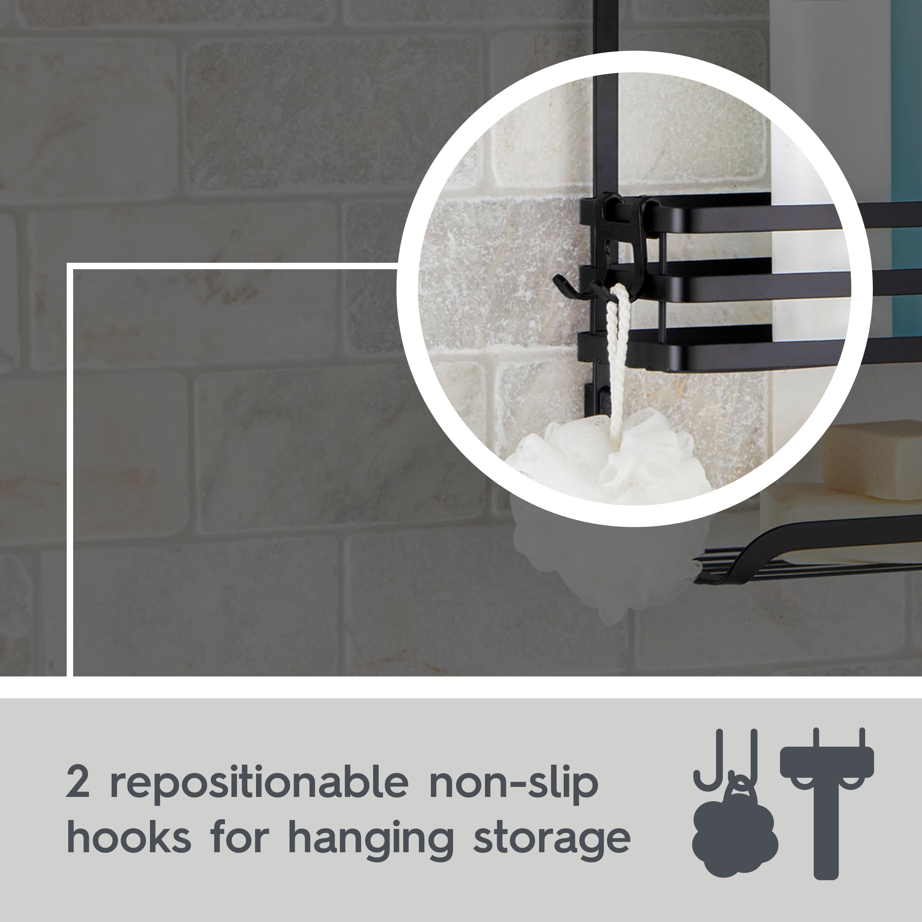 BHG Flat Wire Shower Caddy with 3 Shelves Black Bathroom Organizer