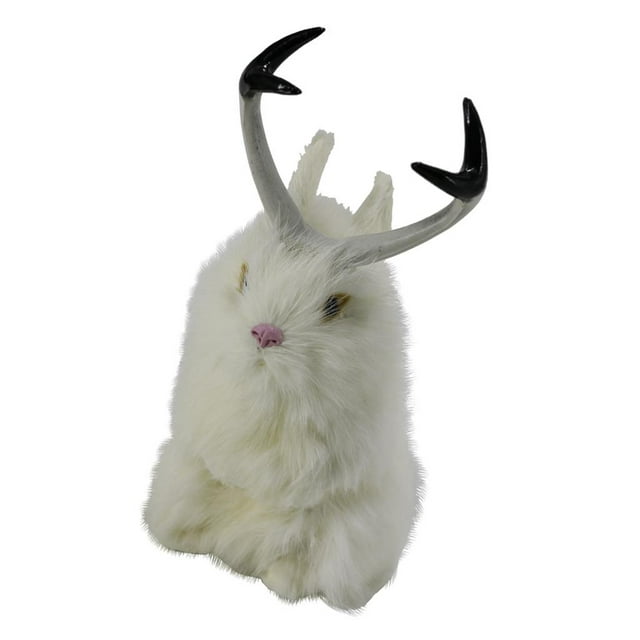 Decoración de Estatuil Del Animal Del Conejo Artificial CUTICAT Realistic Jackalope Rabbit