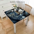 thumbnail image 2 of Vinyl Fitted Tablecloth, Animal Print Polyester Table Cloth, Two Animal Cat African Wild, for /Parties/Home, Blue Black and White, 2 of 7