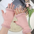 thumbnail image 4 of Windproof Gloves Winter Half Finger Gloves Plush Fabric Soft Warm Korean Style Windproof Cold proof Velvet Anti slip 1 Pair Women Winter, 4 of 5