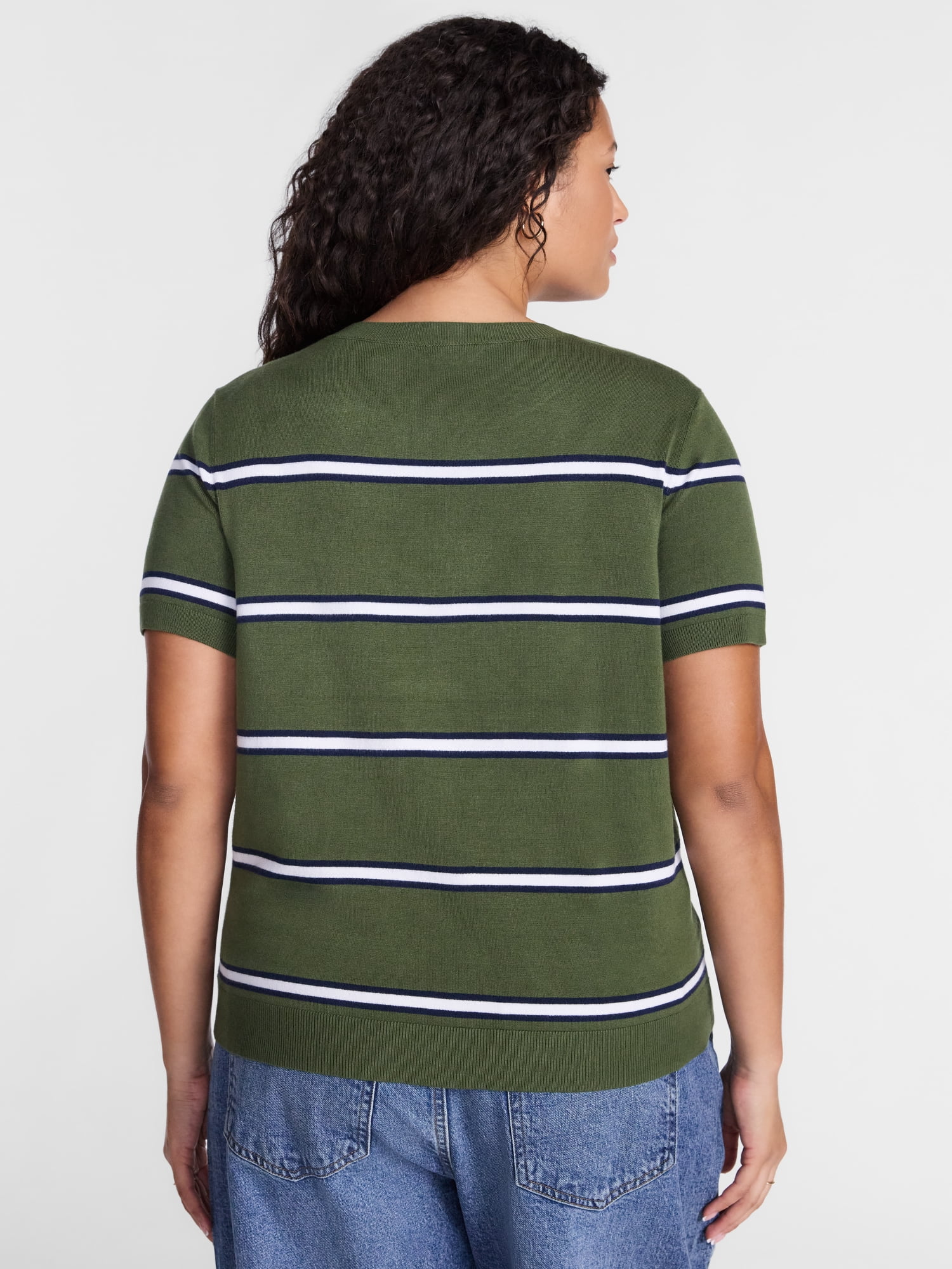 Terra & Sky Women's Plus Sweater Top with Short Sleeves, Lightweight, Sizes 0X-5X