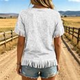 thumbnail image 6 of JTZGDY Vintage Fringed Patchwork Shirts for Women Trendy Summer Short Sleeve Boho Floral Printed Crew Neck Graphic T-Shirts Lightweight Cozy Tassles Tunic Blouse Loose Fit Pullover Tops, 6 of 7
