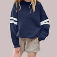 thumbnail image 3 of ZyeKqe Girls Sweatshirts Kids Crewneck Striped Oversized Drop Shoulder Long Sleeve Color Block Pullover Tops, 3 of 7