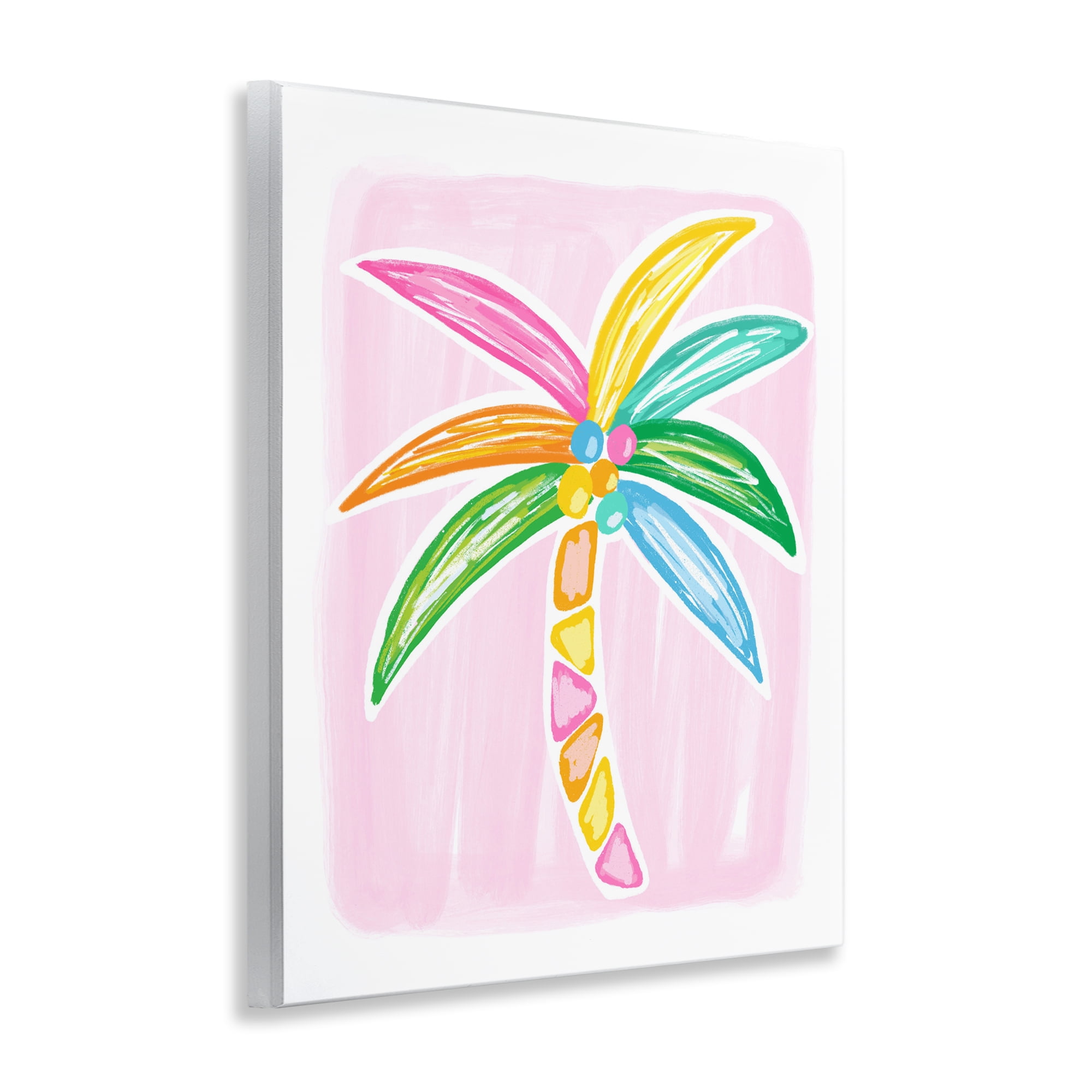Stupell Industries Pastel Palm on Pink Botanical & Floral Painting Unframed Art Print Wall Art, 11 x 14