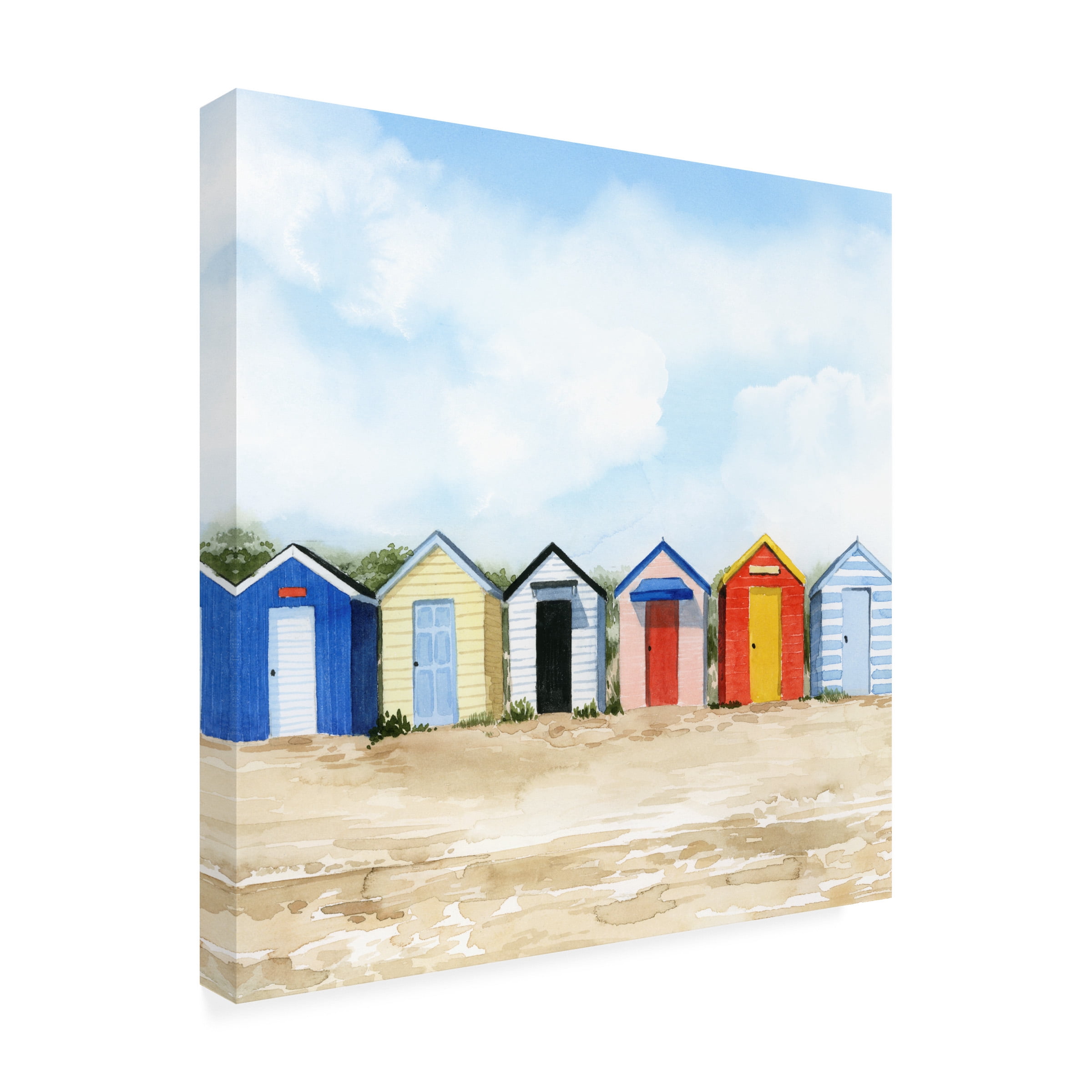 Grace Popp 'Beach Huts I' Canvas Art