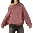 thumbnail image 2 of Yangnuo Womens Fashion Loose One Shoulder Hooded Sweatshirts Hoodies Womens Casual Solid Color Long Sleeve Loose Hooded And Off Shoulder Hoodies Sweatshirt Blouse Pullover Tops, 2 of 5