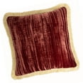 thumbnail image 2 of Gold Fringed Red Silk Velvet Throw Pillow 20" X 20", 2 of 4