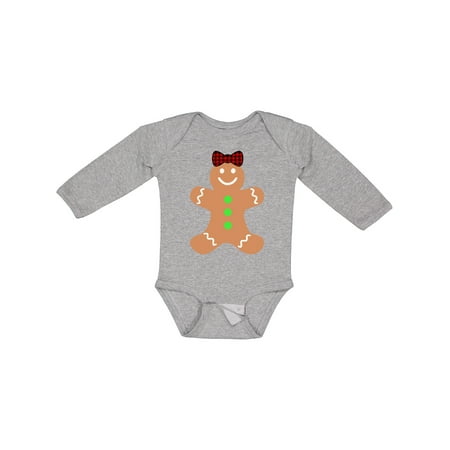 

Inktastic Cute Gingerbread Girl with Red Plaid Bow Boys or Girls Long Sleeve Baby Bodysuit