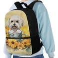 thumbnail image 4 of KUIFORTI Backpack Kids School Bags Casual Lightweight Daypack with Adjustable Straps Travel Rucksack Elementary School Students Book Organizer, Cute Poodle Sunflower, 4 of 6