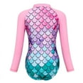 thumbnail image 2 of Jurebecia Girls Ariel Mermaid Long Sleeve Swimsuit One Piece Bathing Suit Zipper with UPF 50+ Rashguard Swimwear Printed One Piece Beach 3-4 Years 110 CM, 2 of 11