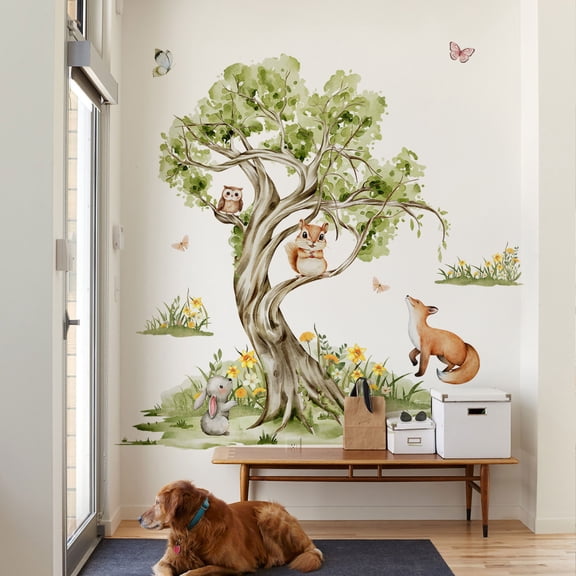JVBTVB Cute Animal Wall Stickers Self-Adhesive Peel and Stick Decals for Bedroom Living Room Home Decor Nursery Playroom