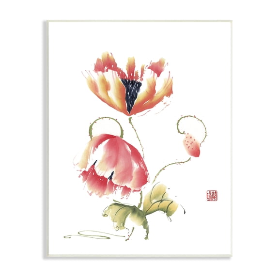 Stupell Industries Simple Pink Orange Floral Petal Blossoms Illustration Paintings Unframed Art Print Wall Art, 13x19, by Nan Rae