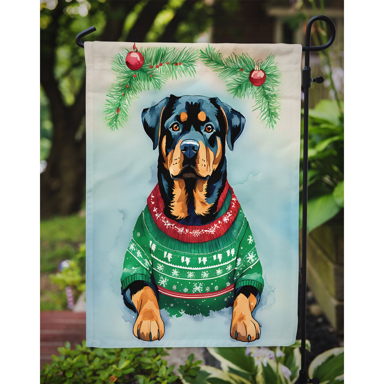 Rottweiler Christmas Garden Flag 11.25 in x 15.5 in