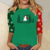 thumbnail image 2 of asdoklhq Women's Sweaters Women's 3/4 Sleeve Crew Neck Pullover Christmas Print Top Green 3X, 2 of 5