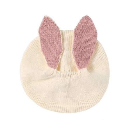 

Cathalem Hat with Chin Strap Baby Girls Boys Soft Warm Knit Hat Winter Patchwork Rabbit Ear Hat Glove Set for Baby Hat Beige One Size