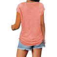thumbnail image 2 of Women's Short Sleeve Zip Shirt Casual Loose Tunic Tops Side Shirring Blouse, 2 of 4