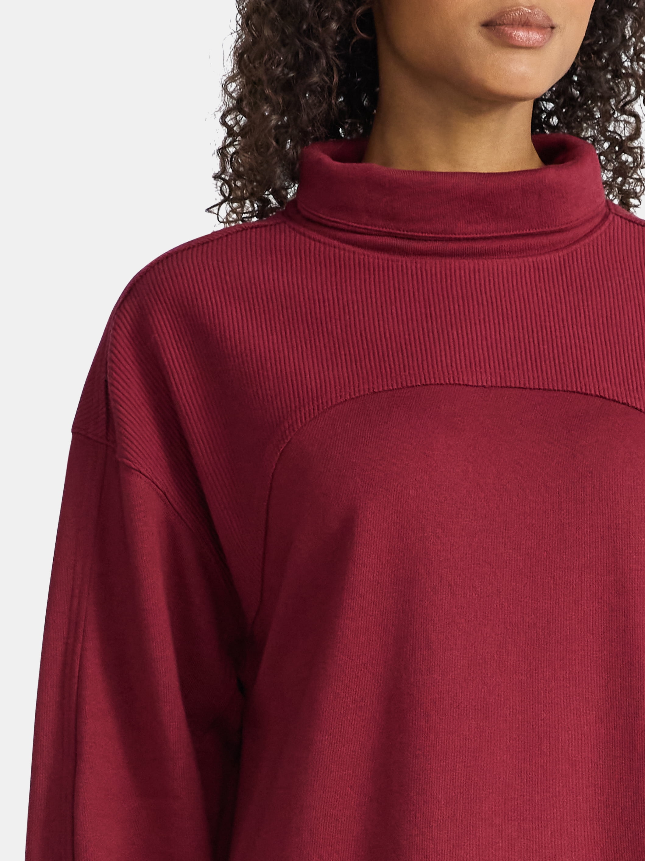 Time and Tru Women's Ottoman Ribbed Pullover Top with Long Sleeves, Size XS-XXXL