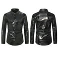 thumbnail image 5 of VSSSJ Button Down Shirts for Men Slim Fit Sequin Contrast Color Foil Long Sleeve Collared Shirt Blouse Fashion Disco Nightclub Party T-Shirts Black XL, 5 of 5