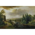thumbnail image 3 of Christian Georg Schütz the elder 24x17 Black Modern Framed Museum Art Print Titled - Schonbusch Castle Near Aschaffenburg (1786), 3 of 5