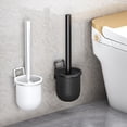 thumbnail image 1 of Juego de cepillos para inodoro – mango de aleación de aluminio, moderno negro o blanco, cabeza de cerdas largas, diseño compacto, base resistente, secado rápido, fácil de limpiar, limpiador de baño, 1 of 7