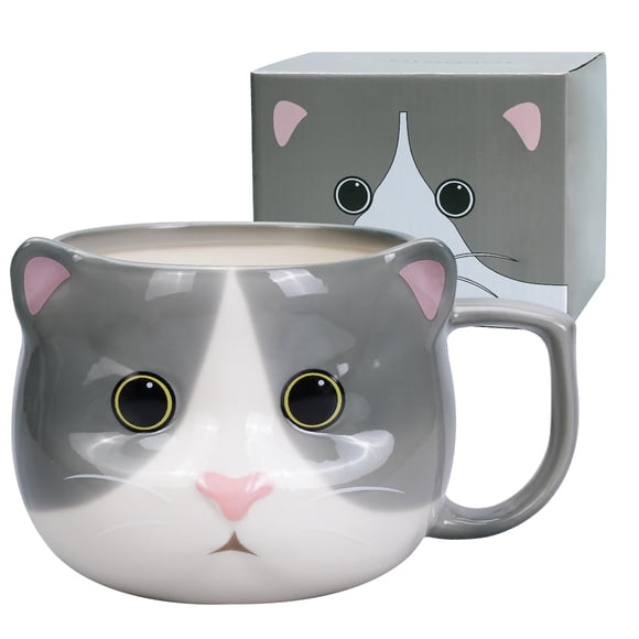 Taza de café ToCooto Cat Ceramic, 420 ml, taza de té de porcelana
