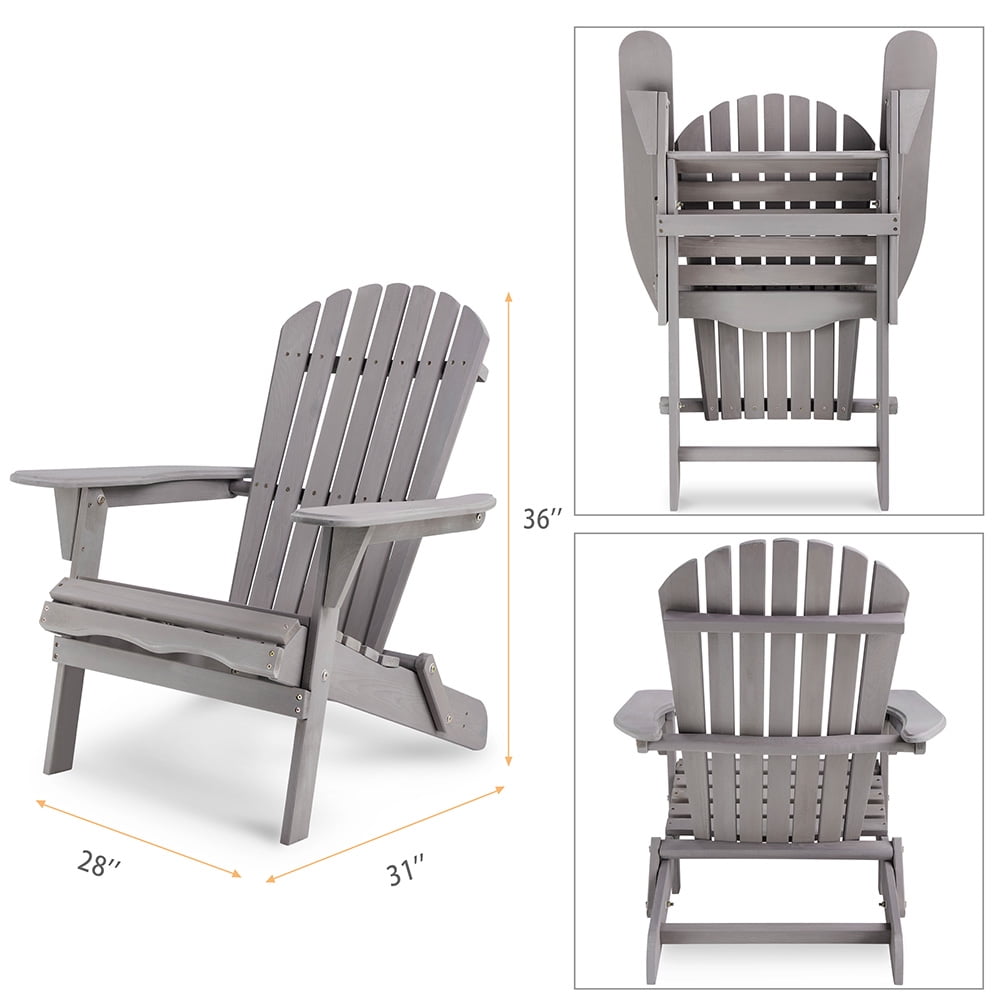 Kadyn Wood Lounge Patio Chair Set of 2, Folding Adirondack Chair for Garden Outdoor, Modern Folding Chair with Armrests, Gray Kadyn Wood Lounge Patio Chair Set of 2, Folding Adirondack Chair for Garden Outdoor, Modern Folding Chair with Armrests, Gray
