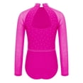 thumbnail image 4 of TTAO Kids Girls Sparkly Figure Ice Skating Leotards Long Sleeve Solid Color Gymnastics Unitard Bodysuit Hot Pink 14, 4 of 5