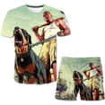 thumbnail image 1 of Traje de moda para niño, conjunto de ropa informal de verano, Top corto, 2 uds., conjunto de ropa para bebé, juego Grand Theft Auto, GTA 5, trajes para niños, ropa 10T Gao Jinjia LED, 1 of 2