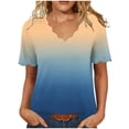 thumbnail image 3 of Ichuanyi Womens Summer Tops Trendy Gradient Color Print Short Sleeve Tshirts Shirts V Neck T Shirts Fashion, 3 of 7