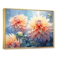 thumbnail image 2 of Designart "Contemporary Dreams In Coral And Blue Dahlias" Dahlia Floater Framed Canvas Wall Art, 2 of 5