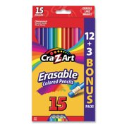 1PACK Cra-Z-Art Erasable Colored Pencils, 15 Assorted Lead/Barrel Colors, 15/Set