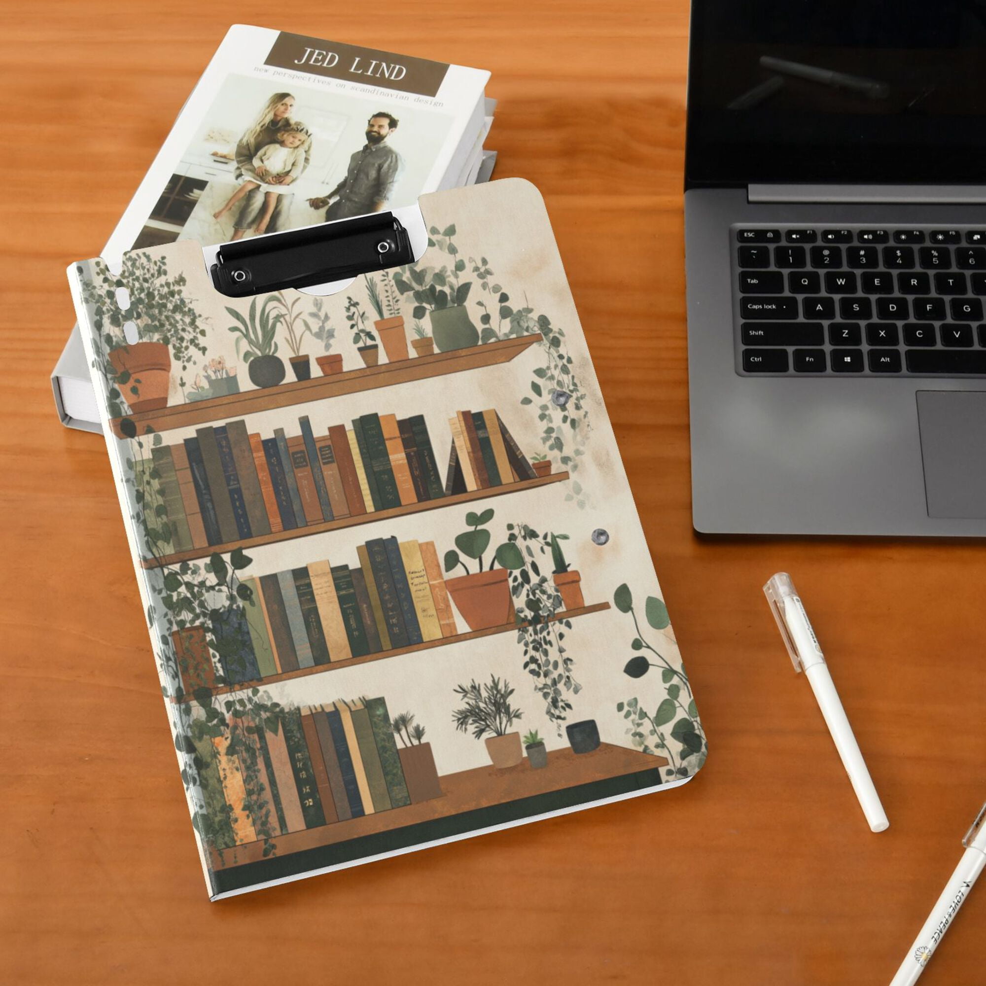 FORMRS A4 Clipboard Folder with Pen Holder Horizontal Foldable School Office Binder, Shelf Plants