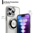 thumbnail image 2 of Compatible with iPhone 15 Pro Case Plating Magnetic Crystal [ Support Compatible with Magsafe ] Luxury Case Camera Protection Cover Screen Protector Cover Girls Women Phone Case -Silver, 2 of 6