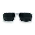 thumbnail image 3 of Classic Winged Skull 90s Wrap Around Sport Biker Plastic Rectangular Sunglasses White - Black, 3 of 8