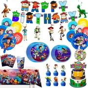 Toy Story Birthday Party Supplies,167pcs Toy Story Party Decorations&Tableware Set-Toy Story Birthday Plates Napkins Tablecloth Banner Balloons Cake Toppers etc Toy Story Party Supplies for Boys Kids