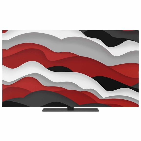 Indoor TV Cover 50 Inch Red Ocean Elastic TV Enclosure Abstract Waves Black Ombre TVs Screen Protector Stretch Dustproof Monitor Slipcover for Flat Curved LED LCD Desktop Computer Display