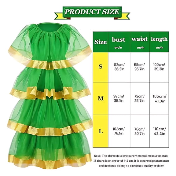 Womens Christmas Tree clothes Dress for Christmas Party Carnival Holiday Theme Event Fun Festive Outfit(Green-L)