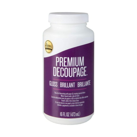 Aleene's Premium Decoupage 16 fl oz Gloss, Multi-Surface Sealer, Nontoxic, White, Dries Clear