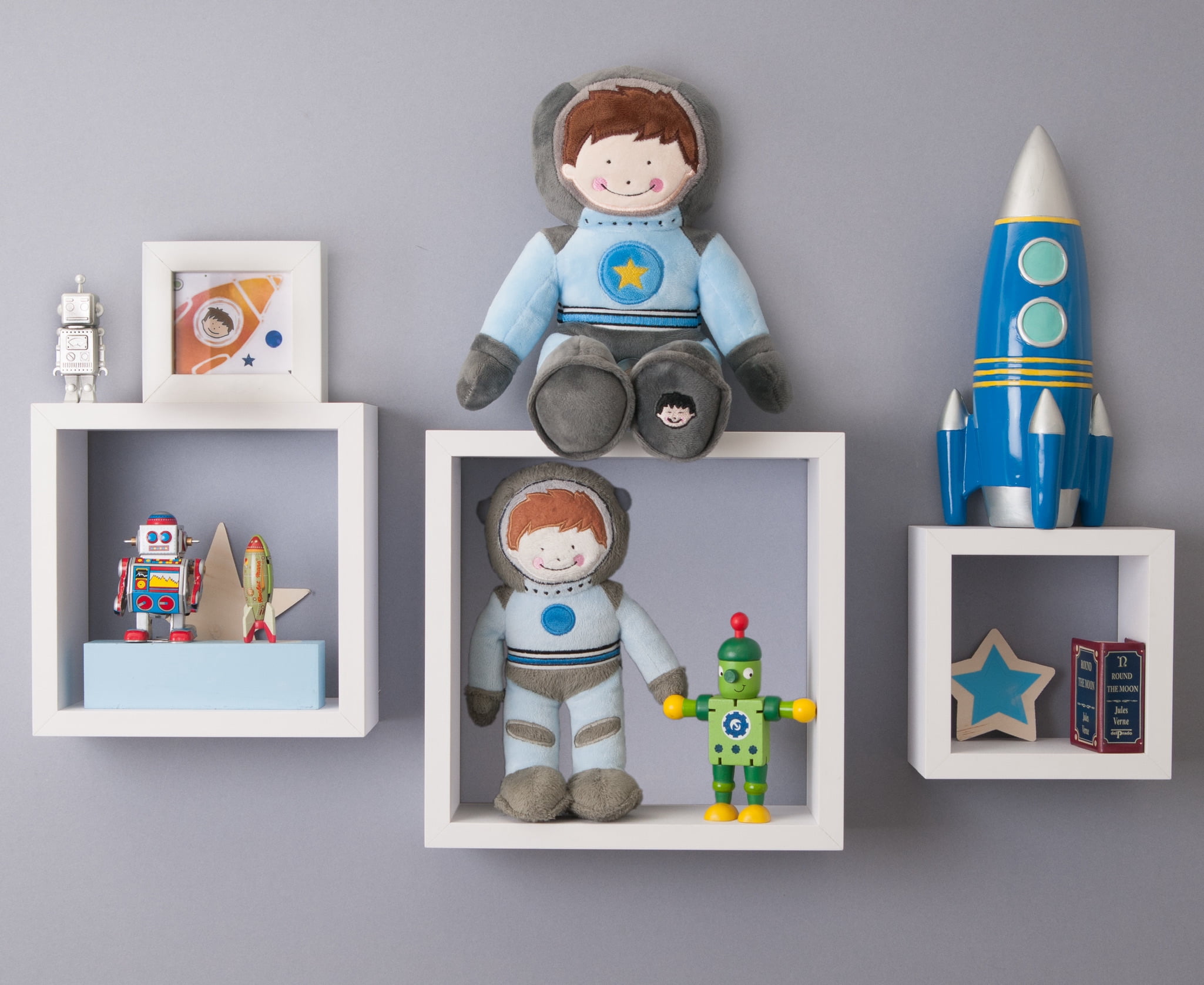 Storklings Astronaut Stuffed Animal, Spaceman Plush Soft Space Toy 12” Height, Astronaut Toy in a Blue Spacesuit