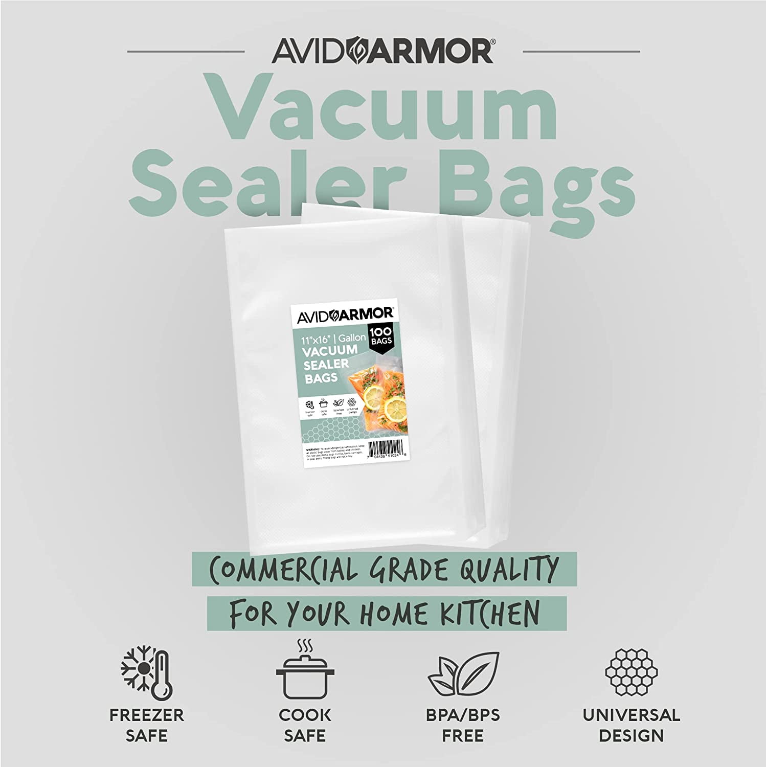 100 GALLON Vacuum Sealer Bags 11x16 Precut Embossed Food Saver Storage  Package