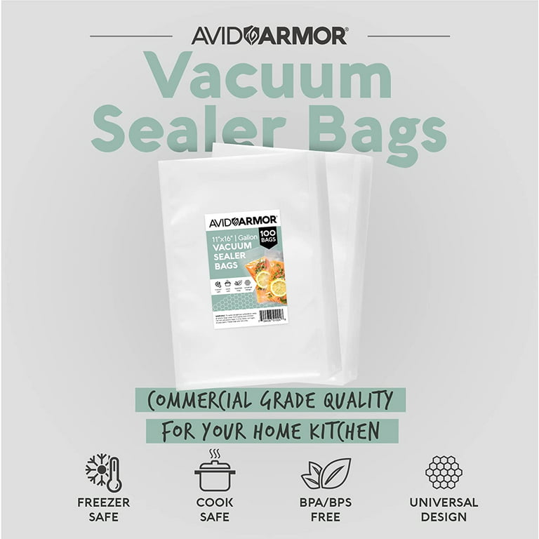 Avid Armor 11 x 16 Vacuum Sealer Bags, Clear, 100 Gallon Food Vacuum Seal  Bags