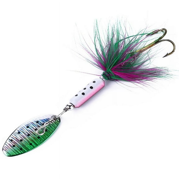 2pc Rooster Tail Spinner Fishing Lure - 0.12oz (3.5g) 2.56in (65mm) Jig Hook Bait for Saltwater and Freshwater Fishing - Ideal for Catching Salmon, Bass, and Trout