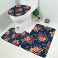 thumbnail image 2 of Pioneer Flower Floral Print Pattern Bathroom Rugs Sets 3 Piece,Toilet Cover Set,Absorbent Non Slip Bathroom Mats Sets with U-Shaped Contour Rug Toilet Rug Set, 2 of 5