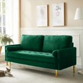 thumbnail image 5 of Luxury Velvet Loveseat Sofa with 2 Pillows & Golden Legs, Perfect for Small Spaces (Green), 5 of 7