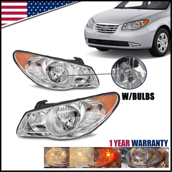 For 2007 2008 2009 2010 Hyundai Elantra Halogen Headlights W/BULBS Right & Left
