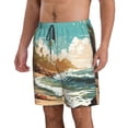 thumbnail image 2 of Pofeuu Coastal Palm Beach Prin Men's Swim Trunks Quick Dry Bathing Suit Swimming Board Shorts Mesh Lining Beach Swimwear-3X-Large, 2 of 6