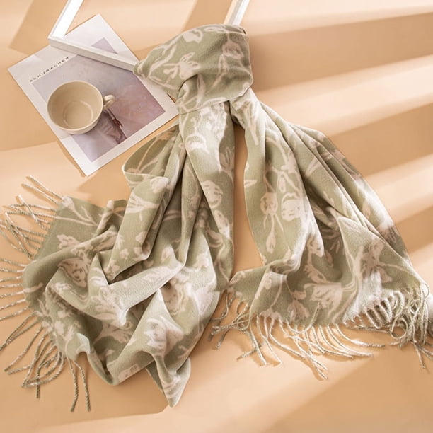 Nvzi Bufanda estampada: cálida y gruesa de cachemira sintética, color verde