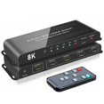 thumbnail image 1 of Conmutador HDMI ROOFULL de 4 puertos 8K @60Hz 4K @120Hz con control remoto de 48 Gbps, 1 of 8
