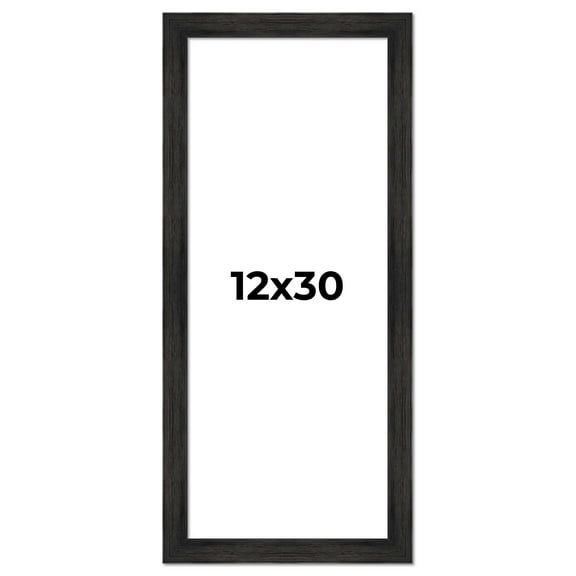 12x30 Frame Black Rustic Barnwood Solid Wood Picture Frame | 1.5 Inch Moulding Width | Includes UV
