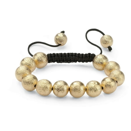 - Textured Ball Beaded Bracelet in Yellow Gold Tone and Macrame Rope 8